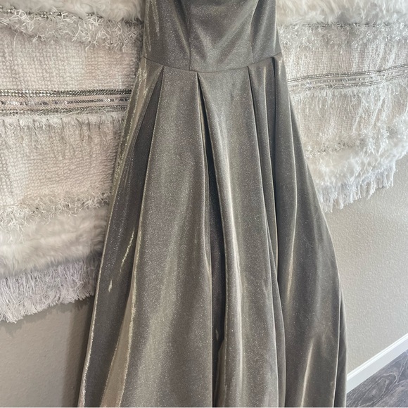 Betsy & Adam Womens Metallic Hi-Low Evening Dress - Picture 8 of 14